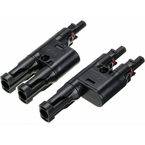 Connecteur Y 3 Branches Pour Panneau Solaire - IP67 - 30A/1000VDC - Cuivre Argenté - 1 Mâle à 3 Femelles + 1 Femelle à 3 Mâles