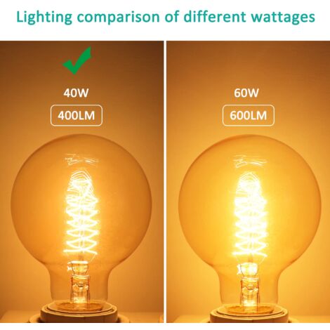 Ampoule Vintage Globe G80 E27 Dimmable 40W Blanc Chaud 2700K, AC 220V, Ampoules de Décoration à Incandescence Rétro E27 Spirale Tungstène Filament Lampe, lot de 2
