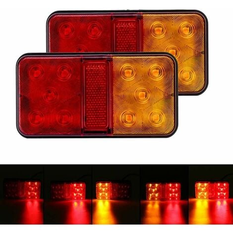 2Pcs Feux Arrières LED 12V Feux de Frein Multifonctionnel Feux Remorque LED Universel