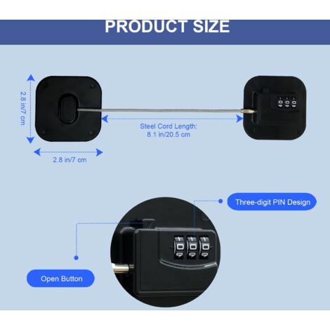 Verrou De Sécurité - ABS - Noir - Installation Facile - Pour Réfrigérateur Et Placard - Avec Clés - Bricolage