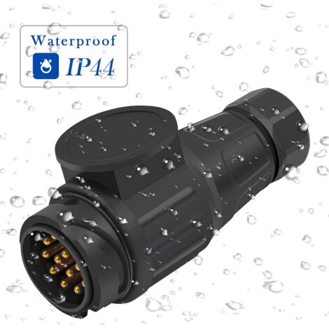 Adaptateur Prise Remorque Attelage 7 vers 13 Broches, 12V Connecteur de Prise de Remorquage de Remorque 7 vers 13 pôles, Fiche Remorque Étanche en Plastique
