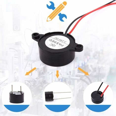 Buzzer Électronique 12v Buzzer DC 3-24V Sirène 12v Buzzer 85dB Alarme Électronique Buzzer pour  6 Pièces, Longueur du Câble 120 mm