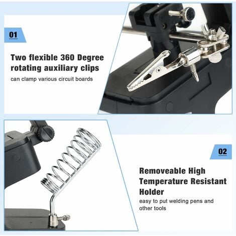 Multifonctionnel 3X / 4.5X Soudage LED Loupe Alligator Clip Holder