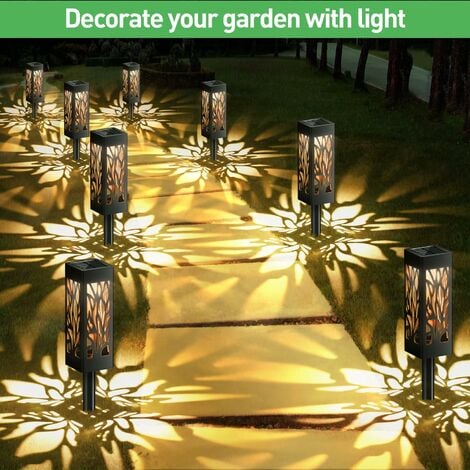 Lampe Solaire Exterieur Jardin, 6 Pièces Décoration Jardin Lanterne Solaire avec Lumière Blanche Chaude, IP65 Étanche Lumière Solaire Extérieure Auto On/Off pour Cour Outdoor Cour Pelouse