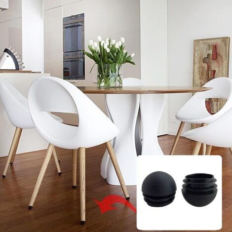 Embout Bouchons pour Tube de Chaise de Rond Noirs Embout Entrant Rond pour Pied de Chaise Embout Pied de Chaise Caoutchouc Pied de Chaise Protection 32 Pièces (25mm)