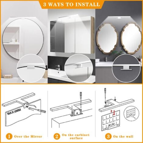 LED Lampes Miroir Salle de Bain 6W 600 Lumens,Luminaire Salle de Bain 30cm Blanc Froid 6000K,Applique Murale Salle de Bain étanche IP44 pour Miroir,pas D'éclairage de Meuble Scintillant