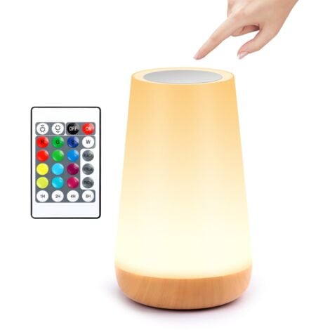 Lampe de Chevet, Veilleuse LED vec 13 Couleurs Changeantes, RGB Lampe Nuit Tactile avec Télécommande pour Cadeau pour Enfant/Adulte