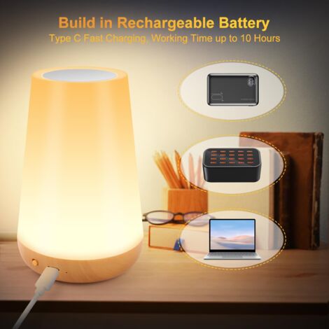 Lampe de Chevet, Veilleuse LED vec 13 Couleurs Changeantes, RGB Lampe Nuit Tactile avec Télécommande pour Cadeau pour Enfant/Adulte
