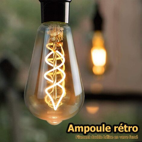Ampoule LED E27 Vintage, Économie d'énergie, de Style Industriel, Ampoule E27 Lampe Décorative Rétro Antique, 4W pour Chambre Restaurant Café Bar Bistro, Filament Jaune, 3 Pièces