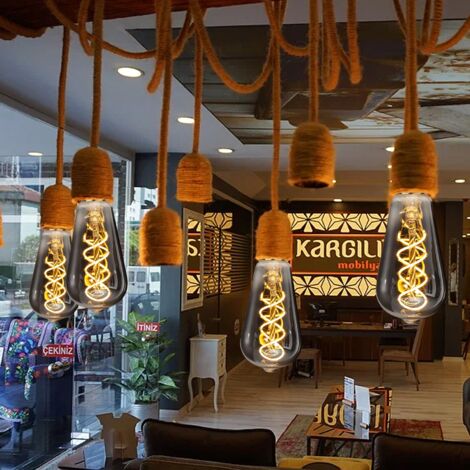 Ampoule LED E27 Vintage, Économie d'énergie, de Style Industriel, Ampoule E27 Lampe Décorative Rétro Antique, 4W pour Chambre Restaurant Café Bar Bistro, Filament Jaune, 3 Pièces