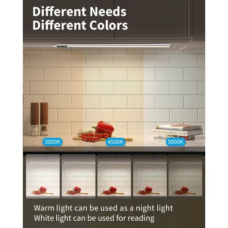 Reglette LED Cuisine Sous Meuble avec Capteur, 60 cm Lampe de Placard 2 en  1 Rechargeable USB et Alimentée en 5V DC Barre LED Armoire Sans Fil Bande