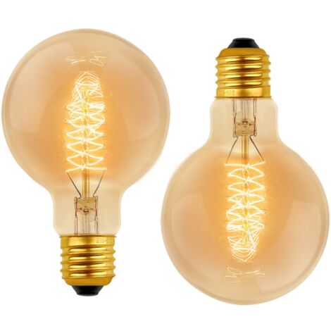 Ampoule Vintage G80 E27 Dimmable 40W Blanc Chaud 2700K, AC 220V, Ampoules de Décoration à Incandescence Rétro E27 Spirale Tungstène Filament Lampe, lot de 2