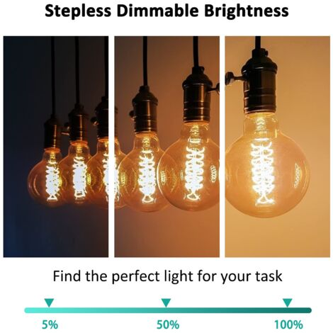 Ampoule Vintage G80 E27 Dimmable 40W Blanc Chaud 2700K, AC 220V, Ampoules de Décoration à Incandescence Rétro E27 Spirale Tungstène Filament Lampe, lot de 2