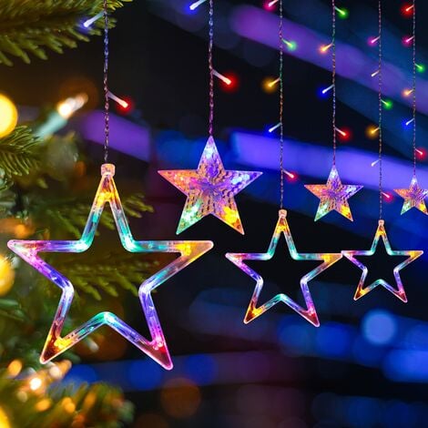 Rideaux lumineux étoiles, rideau lumineux étoiles 3M, 8 modes d'éclairage,  décoration de Noël intérieure/extérieure