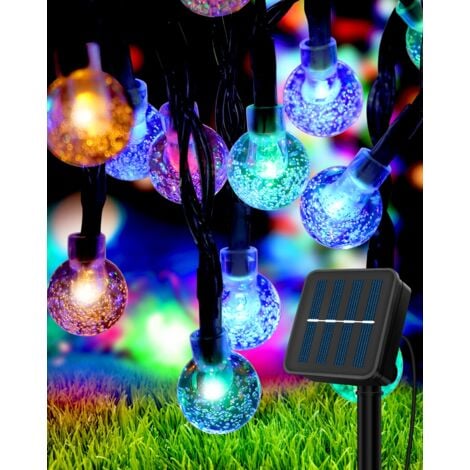 Guirlande Lumineuse Solaire Exterieur,7M 50LED Guirlande Solaire Extérieure Étanche IP55 8 Modes Guirlande Lumineuse Solaire pour Jardin,Arbres,Mariage, Fête,Noël(couleur)