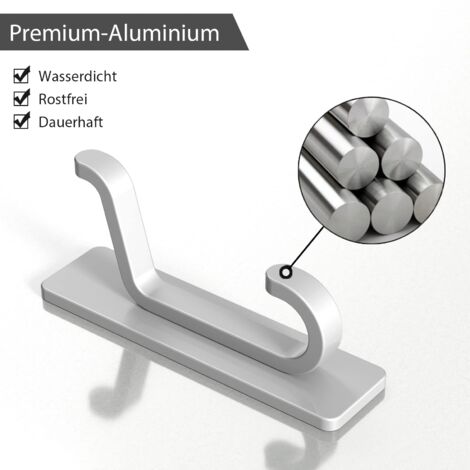 Crochets Adhésifs Muraux CattleBie - 4 Pièces Aluminium Porte-Serviettes Sans Percer (20kg Charge)