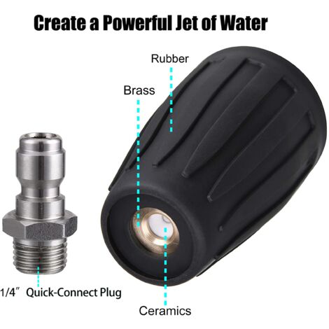 Buse Turbo Nettoyeur Haute Pression 4 En 1 - Rotation 360°, 4000 PSI, Connecteur Rapide 6.35 Mm - Pour Terrasse, Voiture, Allée