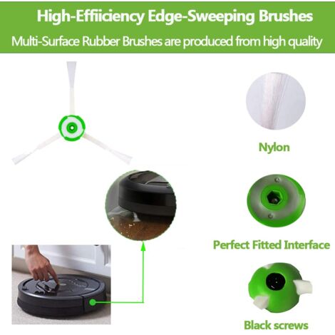 Kit Accessoires Roomba E5/i3/i7/j7 - 3 Brosses Latérales + Rouleaux + 3 Filtres - Entretien Robot Aspirateur
