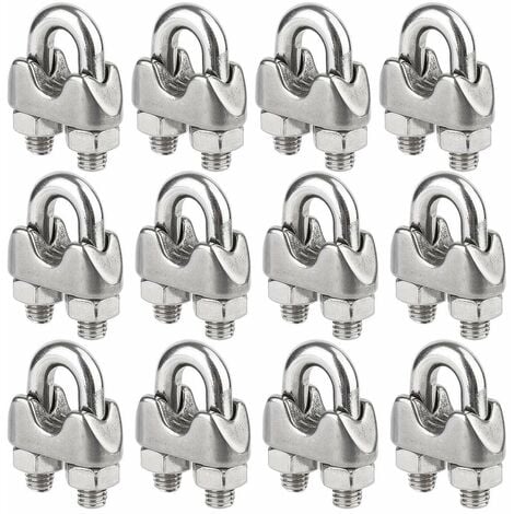 Lot de 12 Serre-câbles étrie en Acier Inoxydable pour Câble Métallique de 4mm Diamètre（M4）