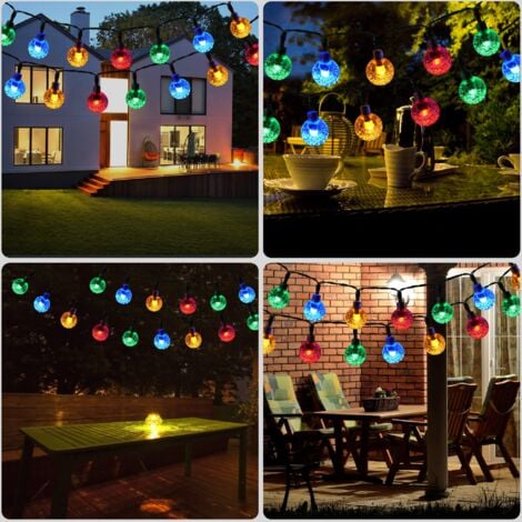Guirlande Lumineuse Solaire Exterieur - 12M 100 LED Guirlande Solaire,8 Modes Guirlande Lumineuse Solaire pour Jardin,Noël,Fête (Multicolore)