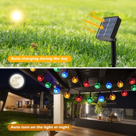 Guirlande Lumineuse Solaire Exterieur - 12M 100 LED Guirlande Solaire,8 Modes Guirlande Lumineuse Solaire pour Jardin,Noël,Fête (Multicolore)