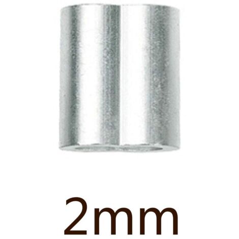 100 Pcs Manchons en Aluminium, Ferrules en Aluminium de Câble Métallique, Clip à Sertir en Aluminium avec Double Embouts pour Câbles Métalliques(2 mm)