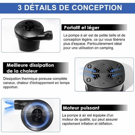 Pompe à Air Électrique Gonfleur Dégonfleur,Gonflable Pompe,Gonfleur avec 3 Buses, Pompe à Pagaies, Electrique Paddle Piscine, Pompes à Pagaies