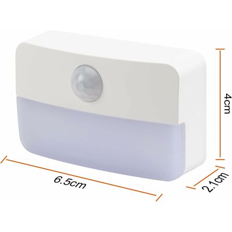Veilleuse avec détecteur de mouvement, lumière à capteur, 2 lampes LED pour armoires, lampe d'appoint fonctionnant sur piles,blanc froid