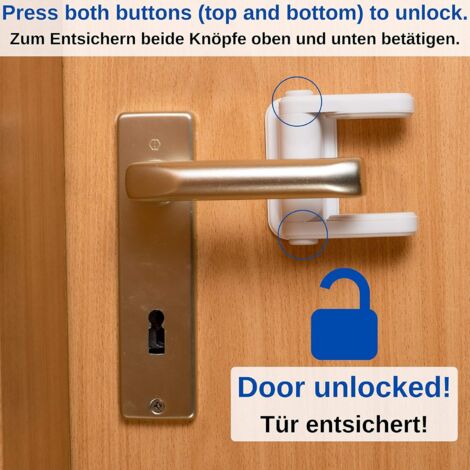 2 Serrures Pour Poignée De Porte En Blanc - Sécurité Enfant Et Animal, Anti-Overture