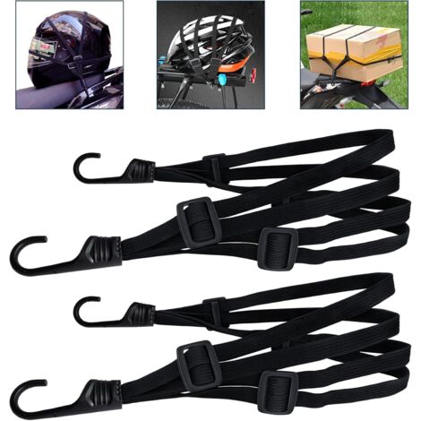 Lot De 6 Sangles Élastiques Avec Crochets - Tendeurs Vélo, Moto, Pour Fixer Casque, Sac à Dos - Noir