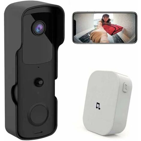 Interphone vidéo 1080P Smart WiFi Sonnette Anneau IR Entrée Porte Alerte  Sans Fil Sécurité Carillon Cam Alarme avec Caméra