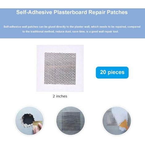 Patch de Réparation de Mur Kit de Réparation Murale 20 Pièces Patch Auto Adhésive Mural Patch de Réparation de Mur en Aluminium Patchs pour Réparation Murs et Trou au Plafond Endommagés 10cm x 10cm