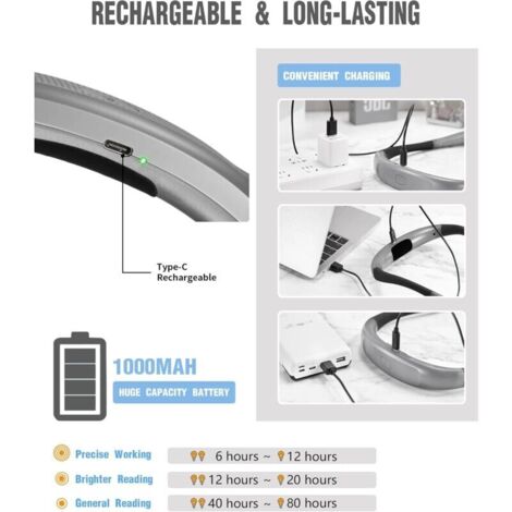 Lampe de Lecture de Cou Rechargeable, Lampe pour lecture au Lit,3 Couleurs, 6 Niveaux de Luminosité, Bras Pliables, Longue Durée de Vie, Parfaite pour la Lecture,Le Tricot,la Réparation