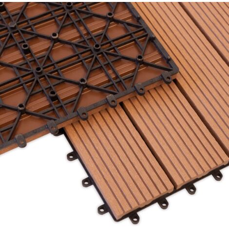 Lot De 33 Dalles Terrasse En Acacia 30x30 Cm - Caillebotis Extérieur Avec Drainage PVC - Couvre 3 M²