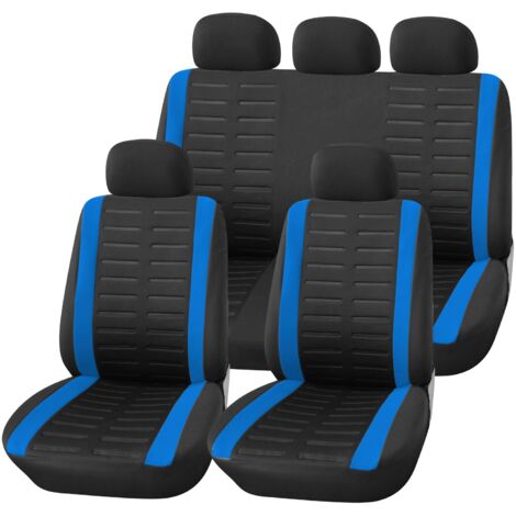 Housses De Siège Auto Universelles 5 Pièces (avant+arrière) - Cuir PU Antidérapant, étanches, Bleu - Pour La Plupart Des Voitures