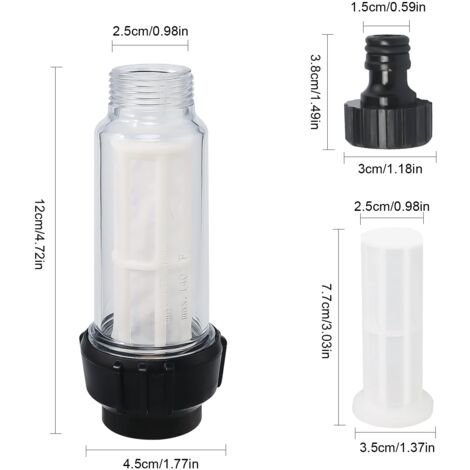 Filtre à Eau Avec Inserts - Lot 8 Pièces Pour Nettoyeur Haute Pression - Raccord 3/4" - Protection Pompe Et Tuyau D'Arrosage