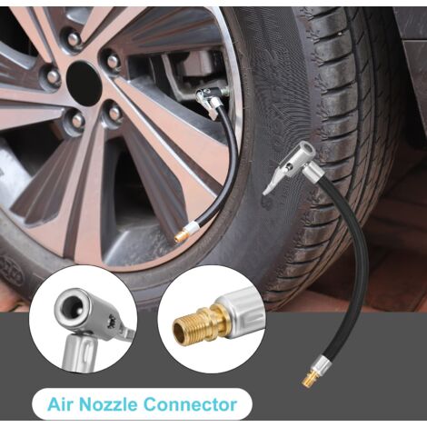 Tuyau De Gonflage Pneus 36,5 Cm - Valve Schrader, Raccord Fileté 5'' - Pour Pompe à Air, Compresseur - Voiture, Moto, Vélo, Ballons - Anneau Caoutchouc étanche - 5