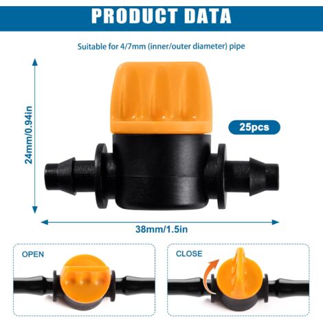 Lot De 20 Vannes D'Irrigation 4mm | Mini Robinets Goutte à Goutte | Contrôle De Débit Précise Pour Jardin & Serre - 7