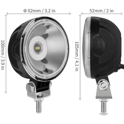 2 Phares Travail LED 60W 4 Pouces Ronds - 12V/24V/48V, Jaune, IP68, Pour Tracteur, Camion, Engin De Chantier - 5