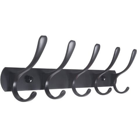 Optish 2 Pièces Porte Manteau Mural 15 Crochets - Patère Métal Robuste Pour Entrée Chambre Noir