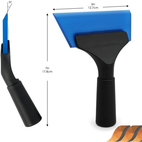 Raclette Nettoyage Vitres Multifonction - Avec éponge Intégrée, Pour Pare-brise, Miroir, Carrelage (28x21 Cm)