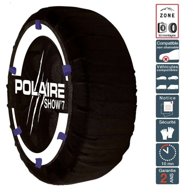 Chaussettes à Neige Pour Pneu 205/55R16 - Ultra Résistantes - Montage Facile - Marque Polaire