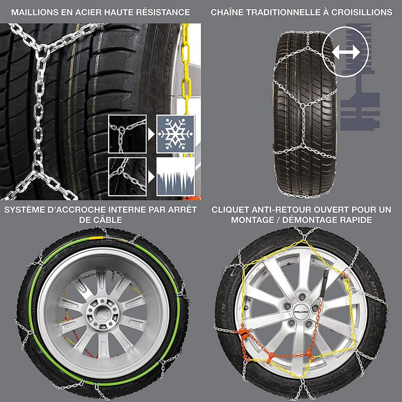 GROOFOO 6pcs Chaînes à Neige pour Voiture Universelle, Chaîne à