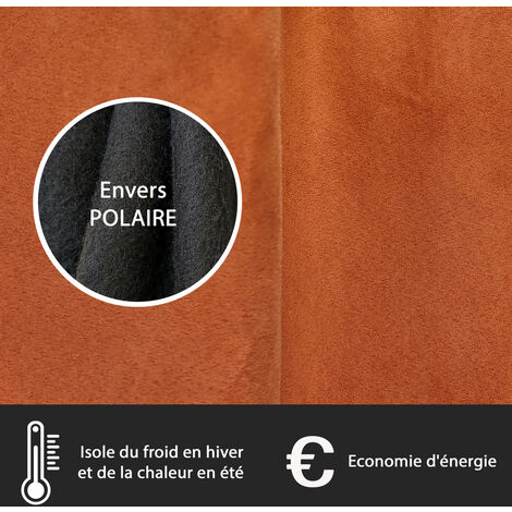 Rideau Terracotta Suédine Rideau Thermique Suédine Doublé Polaire 140x240cm - Isolation Froid/chaleur, Couleur Beige Rideaux Occultant Thermique Isolant