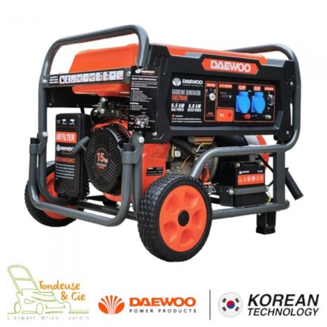 Daewoo – Groupe électrogène essence 6500W – Démarrage électrique – Régulateur AVR – Autonomie 30L – Puissance 6000W pour chantiers et secours (1/5)