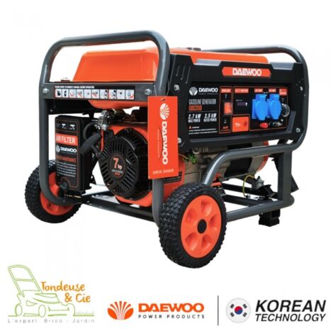 Groupe électrogène à essence 2700W monophasé 230V – AVR pour démarrage facile – Efficacité énergétique optimisée – DAEWOO GDS3150E (1/5)