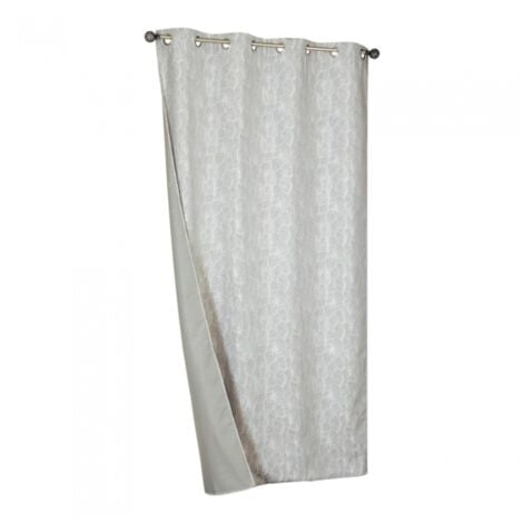 Rideau isolant thermique jacquard gris clair, 135x240cm - installation facile, Atout Ciel