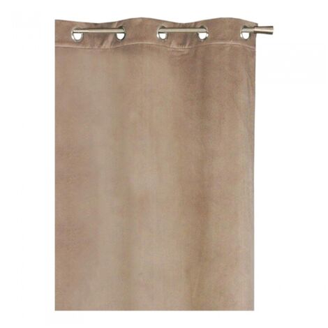 Rideau thermique à œillets, velours frappé taupe, 140x240cm doublure polaire - facile à installer, Atout Ciel