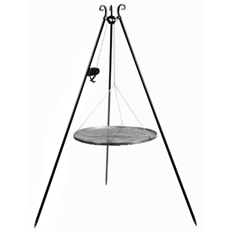 Grille de barbecue suspendue sur trépied, 180cm, acier naturel, CookKing, 111353