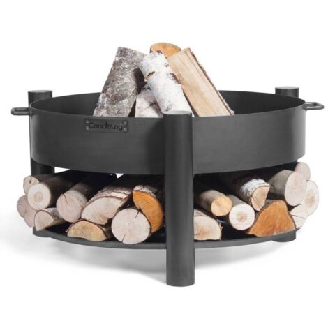 Foyer extérieur MONTANA, acier, 70cm de diamètre, avec support à bois, CookKing, 111247